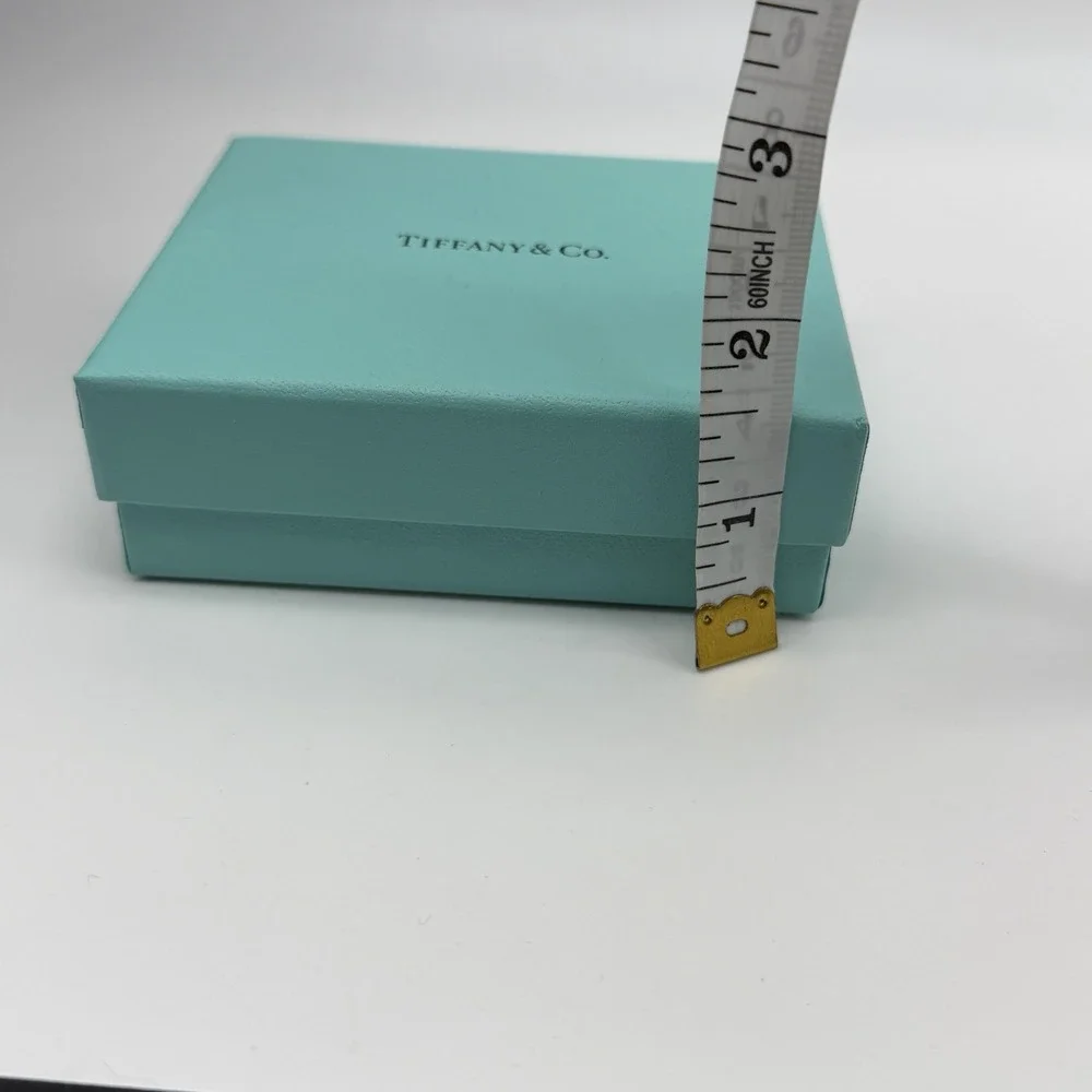 EMPTY Tiffany & Co Blue Jewelry Gift Box w Ribbon & Cotton Filling 4x3.5x1.5